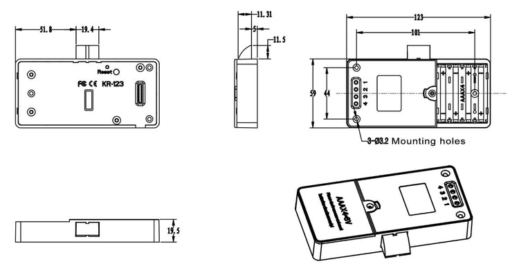 KR-12351SF-BT  Fingerprint Reader + Bluetooth RFID Cabinet Lock - Gage Safe Products